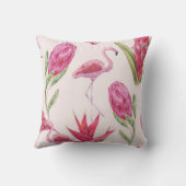 熱帯性ピンクの花、プロテア、花鳥 クッション (裏面)