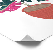 熱帯性ピンクモンステラ斑入りアート ポスター (角)