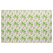 熱帯性フラミンゴと花 ファブリック (ファットクウォーター)