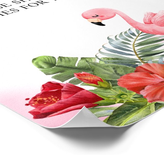 熱帯性フラミンゴピンクの願い事ベビー看板ポスター ポスター (角)