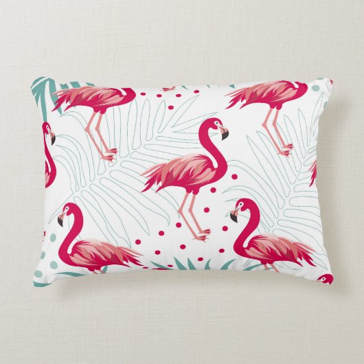 熱帯性フラミンゴ葉と、夏のパターン。 アクセントクッション (正面)