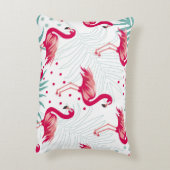 熱帯性フラミンゴ葉と、夏のパターン。 アクセントクッション (裏面(縦))