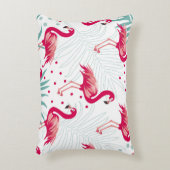 熱帯性フラミンゴ葉と、夏のパターン。 アクセントクッション (正面(垂直))
