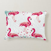 熱帯性フラミンゴ葉と、夏のパターン。 アクセントクッション (裏面)