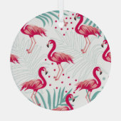 熱帯性フラミンゴ葉と、夏のパターン。 ガラスオーナメント (裏面)