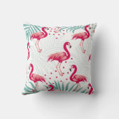 熱帯性フラミンゴ葉と、夏のパターン。 クッション (裏面)