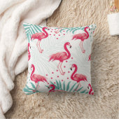 熱帯性フラミンゴ葉と、夏のパターン。 クッション (ブランケット)