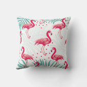 熱帯性フラミンゴ葉と、夏のパターン。 クッション (裏面)