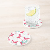 熱帯性フラミンゴ葉と、夏のパターン。 コースター (側面)