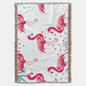 熱帯性フラミンゴ葉と、夏のパターン。 スローブランケット (正面縦)