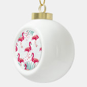 熱帯性フラミンゴ葉と、夏のパターン。 セラミックボールオーナメント (右)