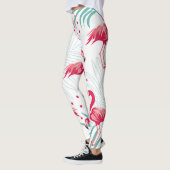 熱帯性フラミンゴ葉と、夏のパターン。 レギンス (左)