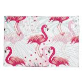 熱帯性フラミンゴ葉と、夏のパターン。 枕カバー (裏面)