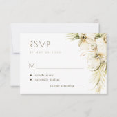 熱帯性フローラのススキのエレガントな結婚式 出欠カード (正面)