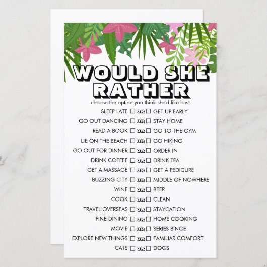 熱帯性フローラカスタマイズが彼女はゲーム (正面/裏面)