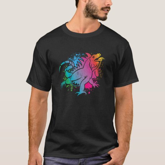 熱帯性ペット爬虫性トカゲカラフルイ庵 Tシャツ (正面)