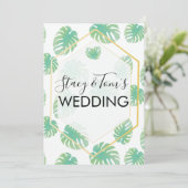 熱帯性モンステラ手描きボタニカル結婚ズ 招待状 (スタンド正面)