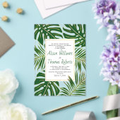 熱帯性モンステラ葉、パーム金ゴールドの結婚 アクリル招待状 (インサイチュ (ウェディング))
