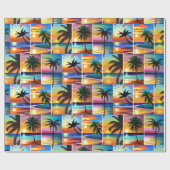 熱帯性ヤシの木とサンセット ラッピングペーパー (フラット)