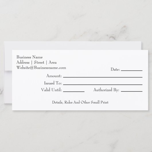 熱帯性ヤシの木とビーチギフト券 (裏面)