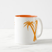 熱帯性ヤシの木のオレンジ色の夏 ツートーンマグカップ (正面右)