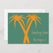 熱帯性ヤシの木のオレンジ色の夏 ポストカード (正面/裏面)