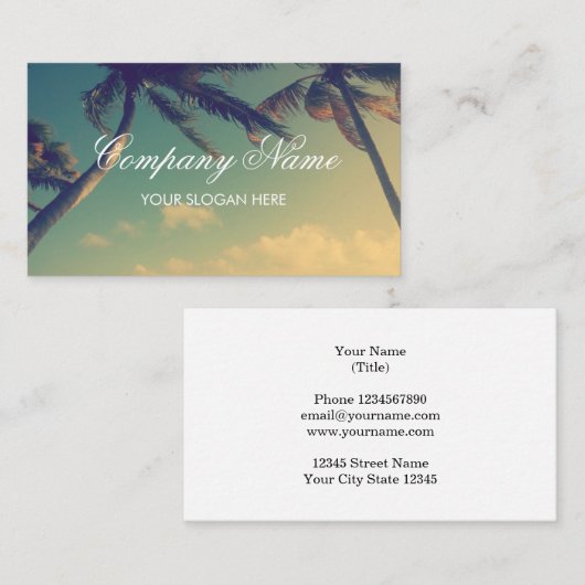 熱帯性ヤシの木の写真の名刺テンプレート 名刺 (正面/裏面)