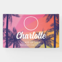 熱帯性ヤシの木の卒業バナー