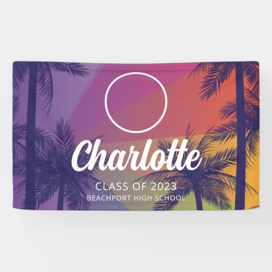 熱帯性ヤシの木の卒業バナー 横断幕 (横)