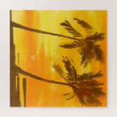 熱帯性ヤシの木の夏の背景 ジグソーパズル (横)