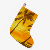 熱帯性ヤシの木の夏の背景 スモールクリスマスストッキング (正面 (吊り時))