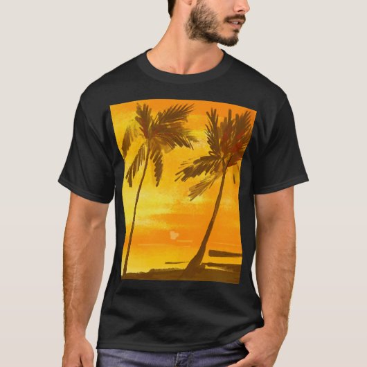 熱帯性ヤシの木の夏の背景 Tシャツ (正面)