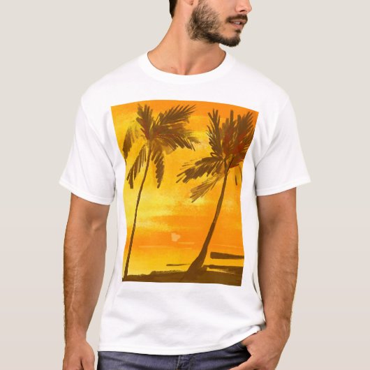 熱帯性ヤシの木の夏の背景 Tシャツ (正面)