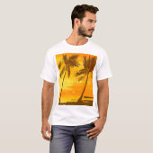 熱帯性ヤシの木の夏の背景 Tシャツ (正面フル)