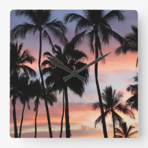 熱帯性ヤシの木の夕日