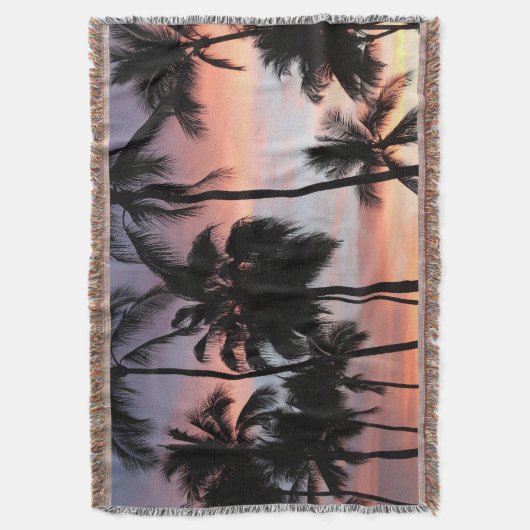 熱帯性ヤシの木の夕日 スローブランケット (正面縦)