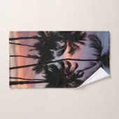 熱帯性ヤシの木の夕日 バスタオルセット (ハンドタオル)