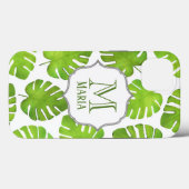 熱帯性ヤシの木の植物性モノグラムのパーソナライズ Case-Mate iPhoneケース (裏面 (横))