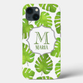 熱帯性ヤシの木の植物性モノグラムのパーソナライズ Case-Mate iPhoneケース (裏面)