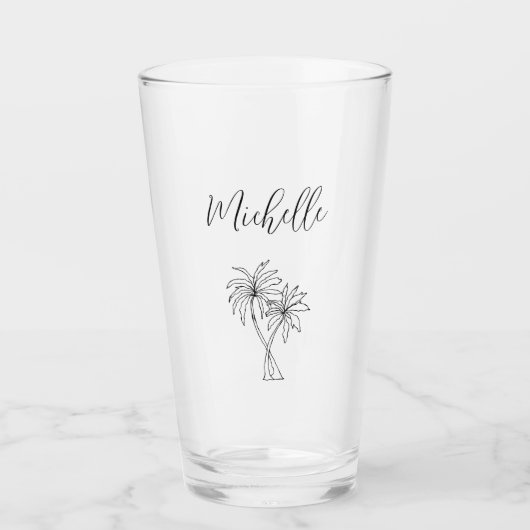 熱帯性ヤシの木の植物葉 タンブラーグラス (正面)