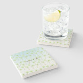 熱帯性ヤシの木の水色 ストーンコースター (横)