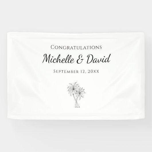 熱帯性ヤシの木の目的地のウェディングエレガント 横断幕 (横)