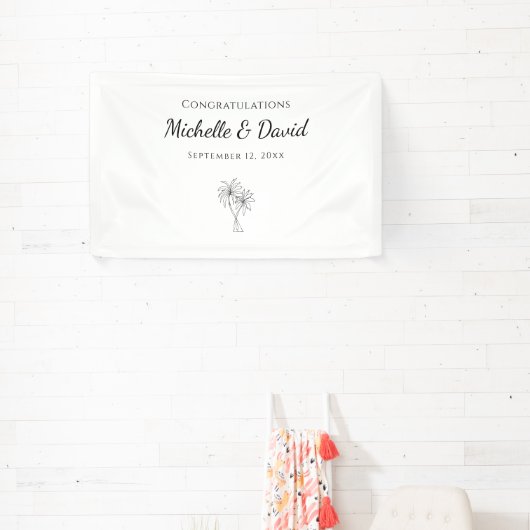 熱帯性ヤシの木の目的地のウェディングエレガント 横断幕 (インサイチュ)