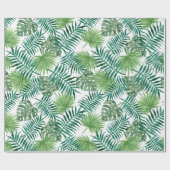 熱帯性ヤシの木の葉パターングリーン ラッピングペーパー (フラット)