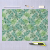 熱帯性ヤシの木の葉パターングリーン 薄葉紙 (クラフト)