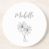 熱帯性ヤシの木の葉植物学パーソナライズされた コースター (正面)