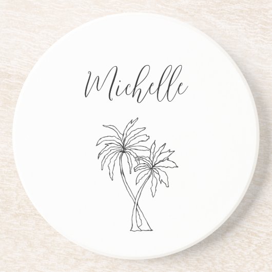熱帯性ヤシの木の葉植物学パーソナライズされた コースター (正面)