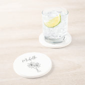 熱帯性ヤシの木の葉植物学パーソナライズされた コースター (側面)