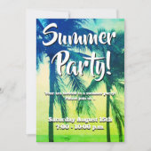 熱帯性ヤシの木ネオンカラー夏パーティー 招待状 (正面)