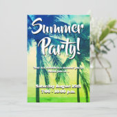 熱帯性ヤシの木ネオンカラー夏パーティー 招待状 (スタンド正面)